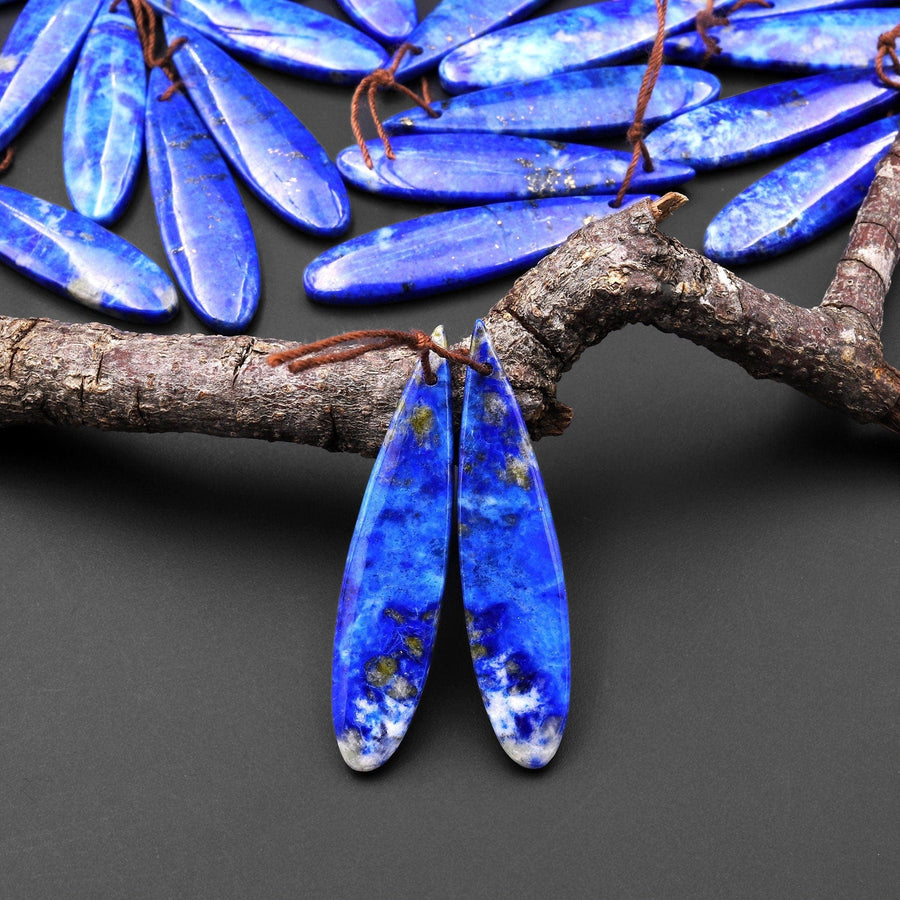 AAA Natural Blue Lapis Earring Teardrop Matched Gemstone Beads Pair A4