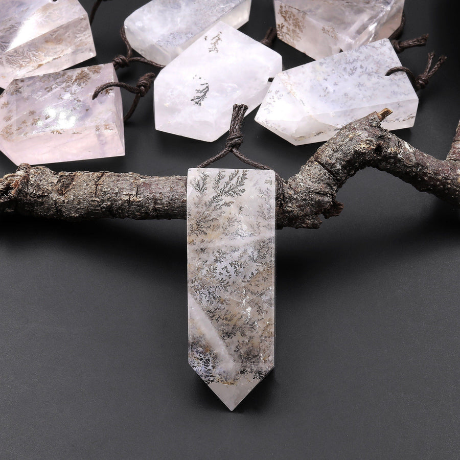Natural Dendritic Quartz Pendant Point Gemstone Crystal A2