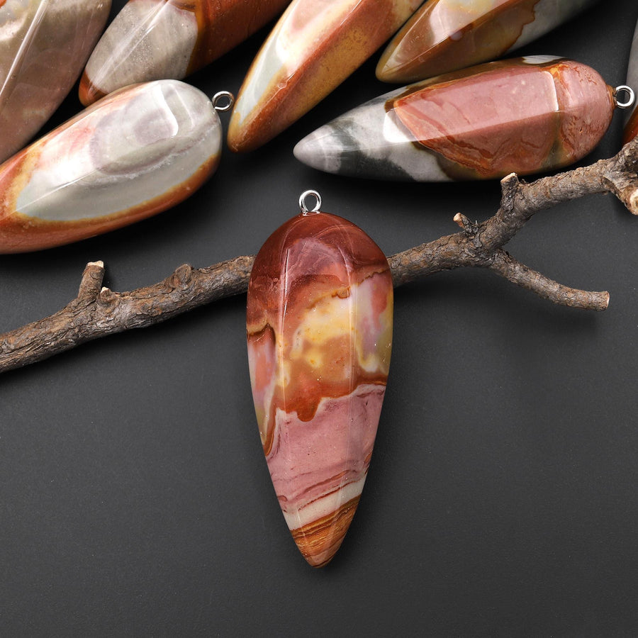 Natural Polychrome Jasper Aka Landscape Ocean Jasper Pendant Crystal Pendulum A4