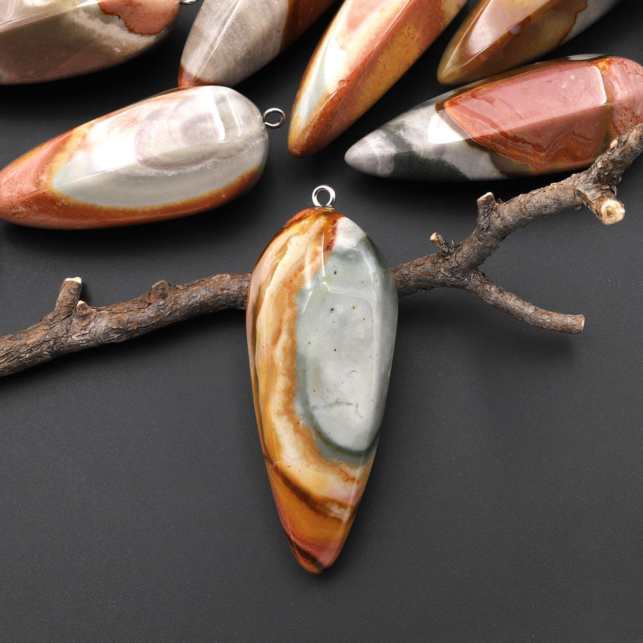 Natural Polychrome Jasper Aka Landscape Ocean Jasper Pendant Crystal Pendulum A5