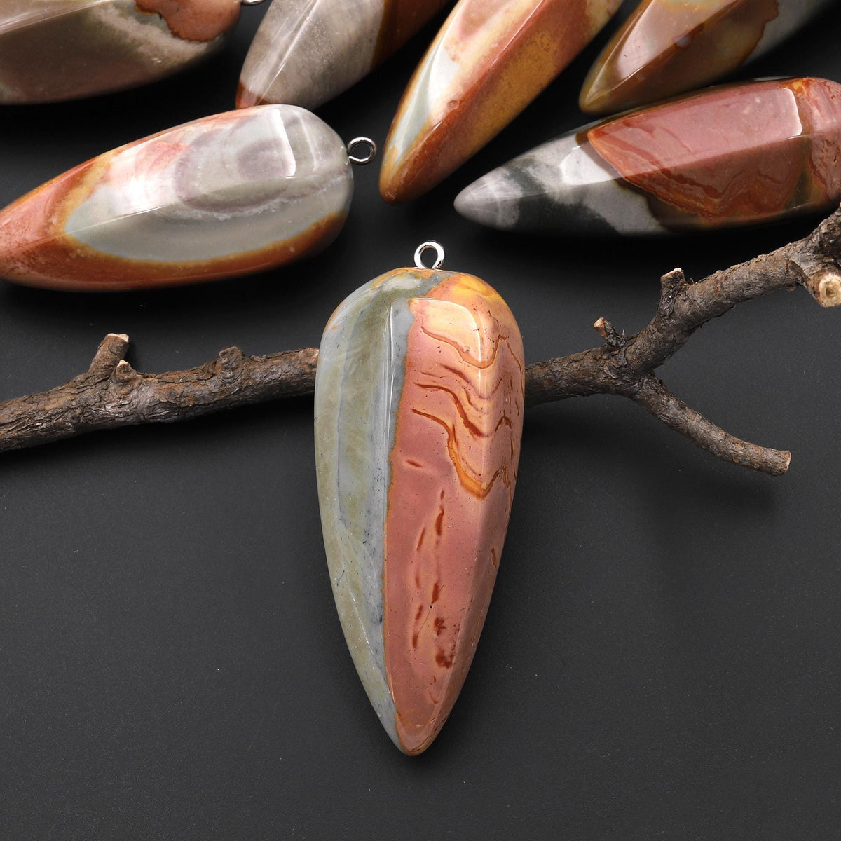 Natural Polychrome Jasper Aka Landscape Ocean Jasper Pendant Crystal P