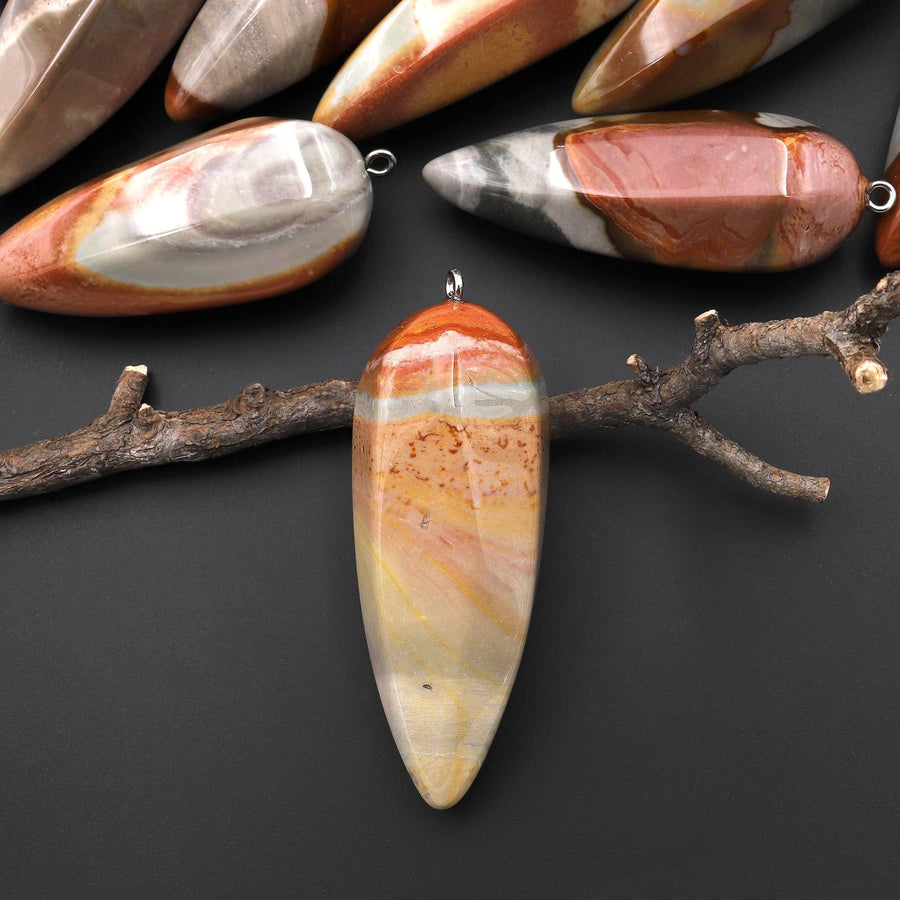 Natural Polychrome Jasper Aka Landscape Ocean Jasper Pendant Crystal Pendulum A10