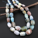 Large Graduated Faceted Natural Blue Red Aquamarine Nugget Gemstone Beads 17" Strand