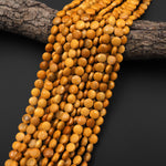 Faceted Natural Australian Yellow Mookaite 8mm Coin Beads Gemstone 15.5" Strand
