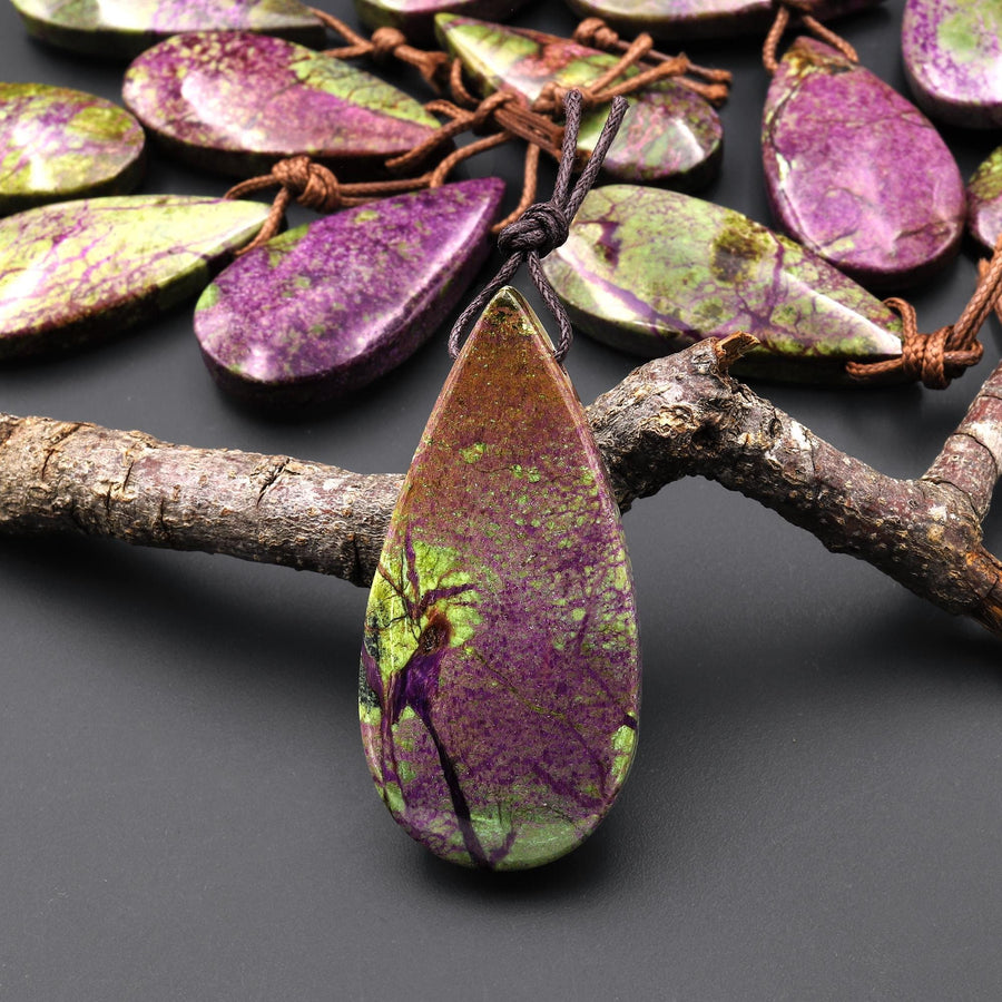 Natural Atlantisite Stichtite Teardrop Pendant Side Drilled Gemstone A3