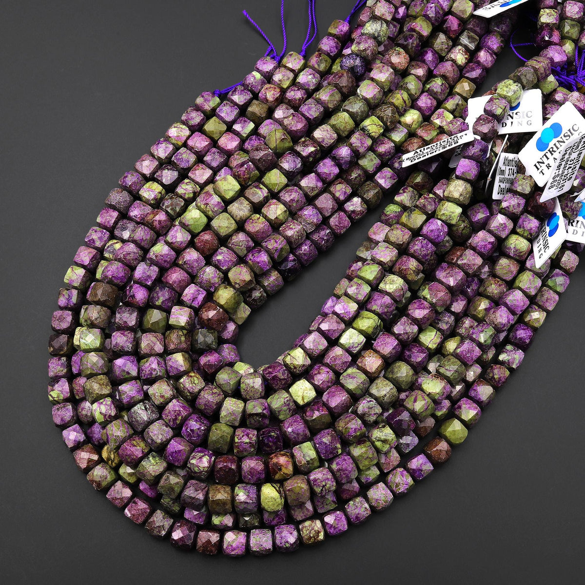 Natural Atlantisite Stichtite Beads Faceted Cube 8mm Gemstone