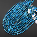 Natural Teal Blue Apatite Faceted Coin 8mm Beads Gemstone 15.5" Strand
