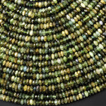 Faceted Natural Green Tourmaline 4mm Thin Rondelle Beads Diamond Cut Gemstone 15.5" Strand