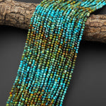 Genuine Natural Turquoise 3mm Faceted Round Beads Multicolor Blue Green Brown Gradient Ombre 15.5" Strand