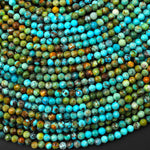 Genuine Natural Turquoise 3mm Faceted Round Beads Multicolor Blue Green Brown Gradient Ombre 15.5" Strand