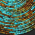 Genuine Natural Turquoise 3mm Faceted Rondelle Beads Multicolor Blue Green Brown Gradient Ombre 15.5" Strand