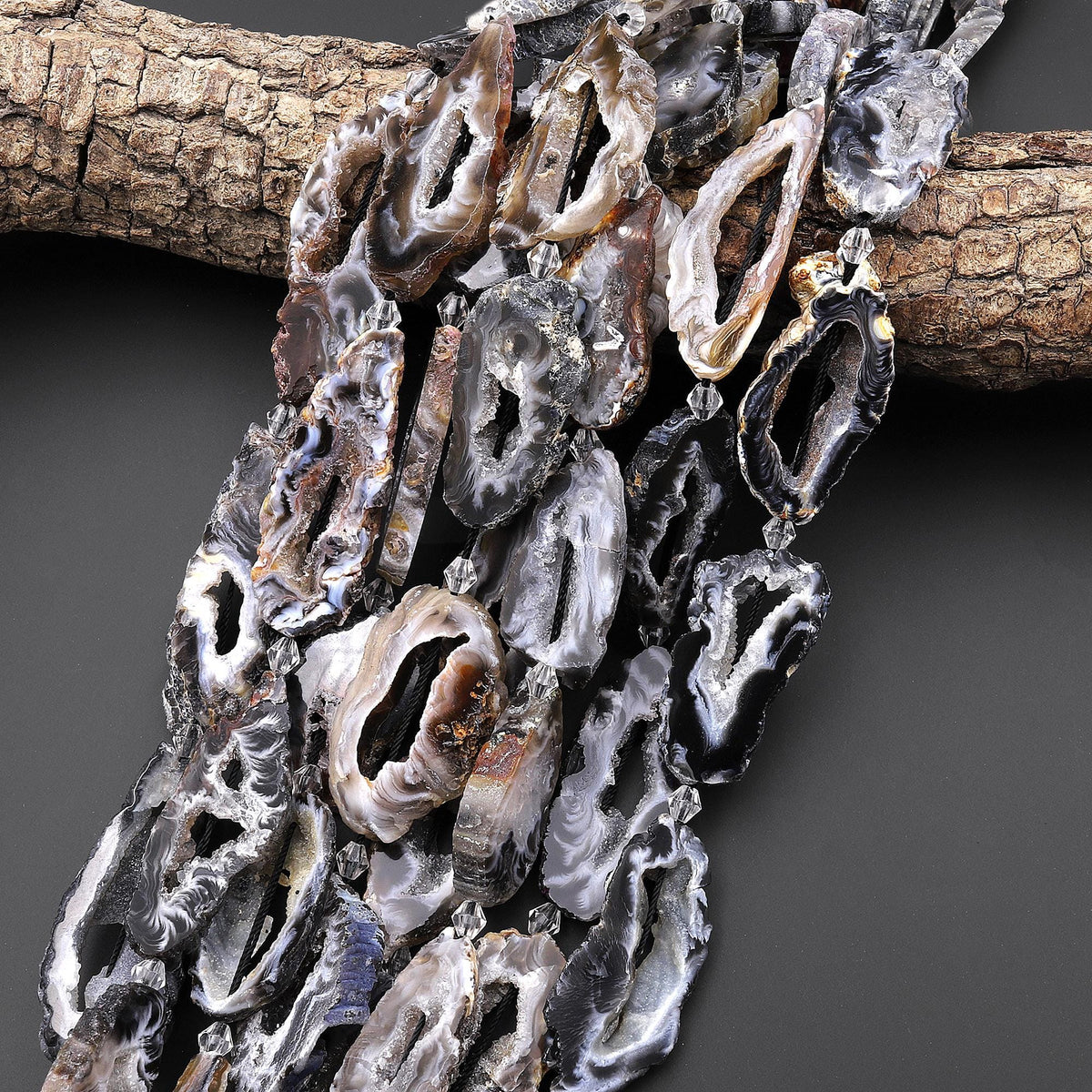 Ciondolo In Titanio Con Fetta Di Agata Geode Naturale – Multicolore – Druso Druso