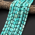 Natural Peruvian Amazonite Beads Tube Stunning Seafoam Blue Green Gemstone 15.5" Strand