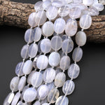 Natural Translucent Angel Chalcedony Beads Smooth Oval Beads 15.5" Strand