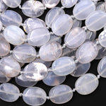 Natural Translucent Angel Chalcedony Beads Smooth Oval Beads 15.5" Strand