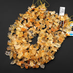 Raw Natural Yellow Citrine Beads Freeform Top Side Drilled Shard 15.5" Strand