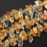 Raw Natural Yellow Citrine Beads Freeform Top Side Drilled Shard 15.5" Strand