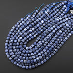 Genuine Natural Denim Blue Sponge Coral 8mm Faceted Cube Beads 15.5" Strand