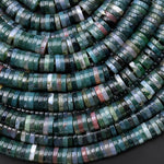 AAA Natural Green Indian Agate 6mm Smooth Heishi Beads 15.5" Strand
