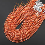 AAA Faceted Natural Arusha Orange Sunstone Rondelle Beads 4mm Gemstone 15.5" Strand