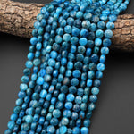 Natural Teal Blue Apatite Faceted Coin 8mm Beads Gemstone 15.5" Strand