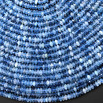 AAA Faceted Natural Stormy Blue Santa Maria Aquamarine Thin Rondelle Beads 4mm Gemstone 15.5" Strand