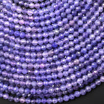 AAA Faceted Natural Tanzanite Round Beads 4mm Real Genuine Gemstone Shades of Pinkish Purple Blue 15.5" Strand