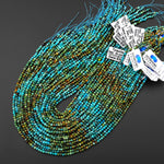 Genuine Natural Turquoise 3mm Faceted Round Beads Multicolor Blue Green Brown Gradient Ombre 15.5" Strand