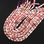 Natural Peruvian Pink Opal Faceted Cylinder Tube Nugget Beads 15.5" Strand