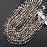 Rare Natural Black Gray Moonstone 6mm 8mm 10mm Smooth Round Beads 15.5" Strand