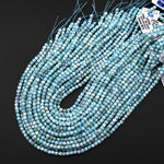 Genuine Natural Blue Larimar Beads Faceted 4mm Cube Gemstone Beads 15.5" Strand