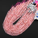 AAA Micro Faceted Natural Peruvian Pink Opal 4mm Thin Rondelle Beads Gemstone 15.5" Strand