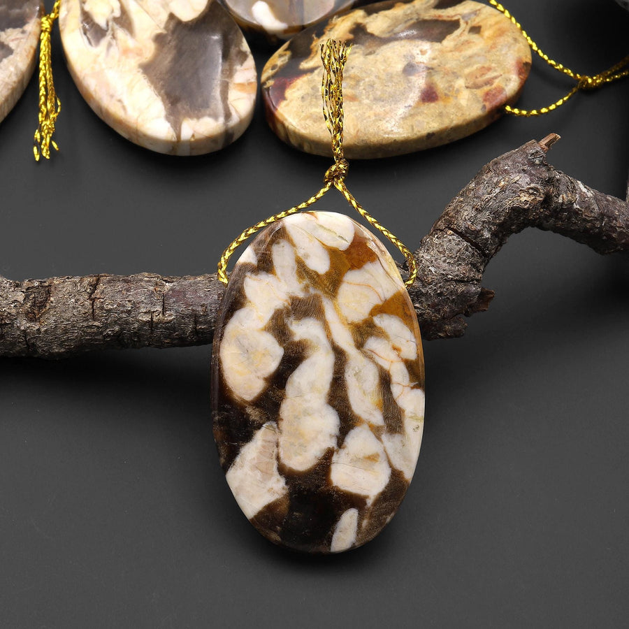 Rare Natural Australian Peanut Wood Top Side Drilled Oval Pendant A3