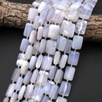 Natural Angel Chalcedony Beads Smooth Rectangle Cushion Beads 15.5" Strand