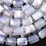 Natural Angel Chalcedony Beads Smooth Rectangle Cushion Beads 15.5" Strand
