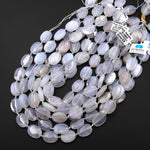 Natural Translucent Angel Chalcedony Beads Smooth Oval Beads 15.5" Strand