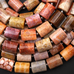 AAA Natural Orange Red Fossil Coral Beads Smooth Tube Cylinder Gemstone 15.5" Strand