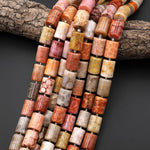 AAA Natural Orange Red Fossil Coral Beads Smooth Tube Cylinder Gemstone 15.5" Strand