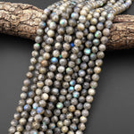 Faceted Natural Labradorite 8mm Round Beads 15.5" Strand