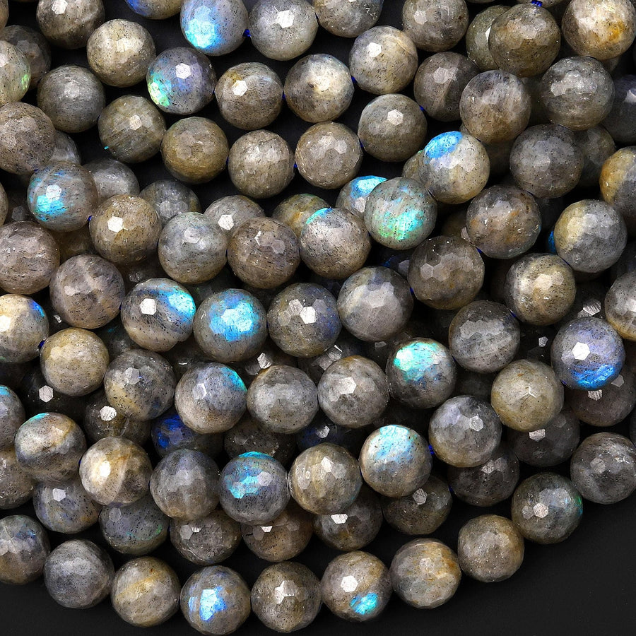 Faceted Natural Labradorite 8mm Round Beads 15.5" Strand