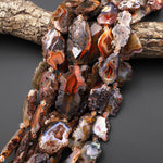 Faceted Natural Condor Agate Beads Freeform Geode Slice Rustic Looking 15.5" Strand