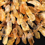 Raw Natural Yellow Citrine Beads Freeform Top Drilled Spike Point 15.5" Strand