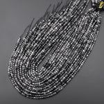 Natural Black Tourmaline Rutilated Rutile Quartz 4mm Faceted Cube Beads Gemstone 15.5" Strand