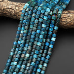 Natural Blue Apatite Faceted Short Tube Cylinder Rondelle Beads 8mm Beads 15.5" Strand