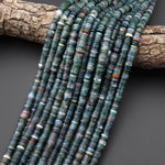 AAA Natural Green Indian Agate 6mm Smooth Heishi Beads 15.5" Strand
