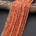 AAA Faceted Natural Arusha Orange Sunstone Rondelle Beads 4mm Gemstone 15.5" Strand