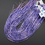 AAA Faceted Natural Tanzanite Round Beads 4mm Real Genuine Gemstone Shades of Pinkish Purple Blue 15.5" Strand
