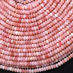 AAA Micro Faceted Natural Peruvian Pink Opal 4mm Thin Rondelle Beads Gemstone 15.5" Strand