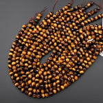 AAA Faceted Natural Tiger's Eye 8mm Round Beads 14.5" Strand