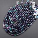 AAA Natural Green Purple Fluorite Smooth Vertically Drilled Teardrop Briolette Beads 15.5" Strand